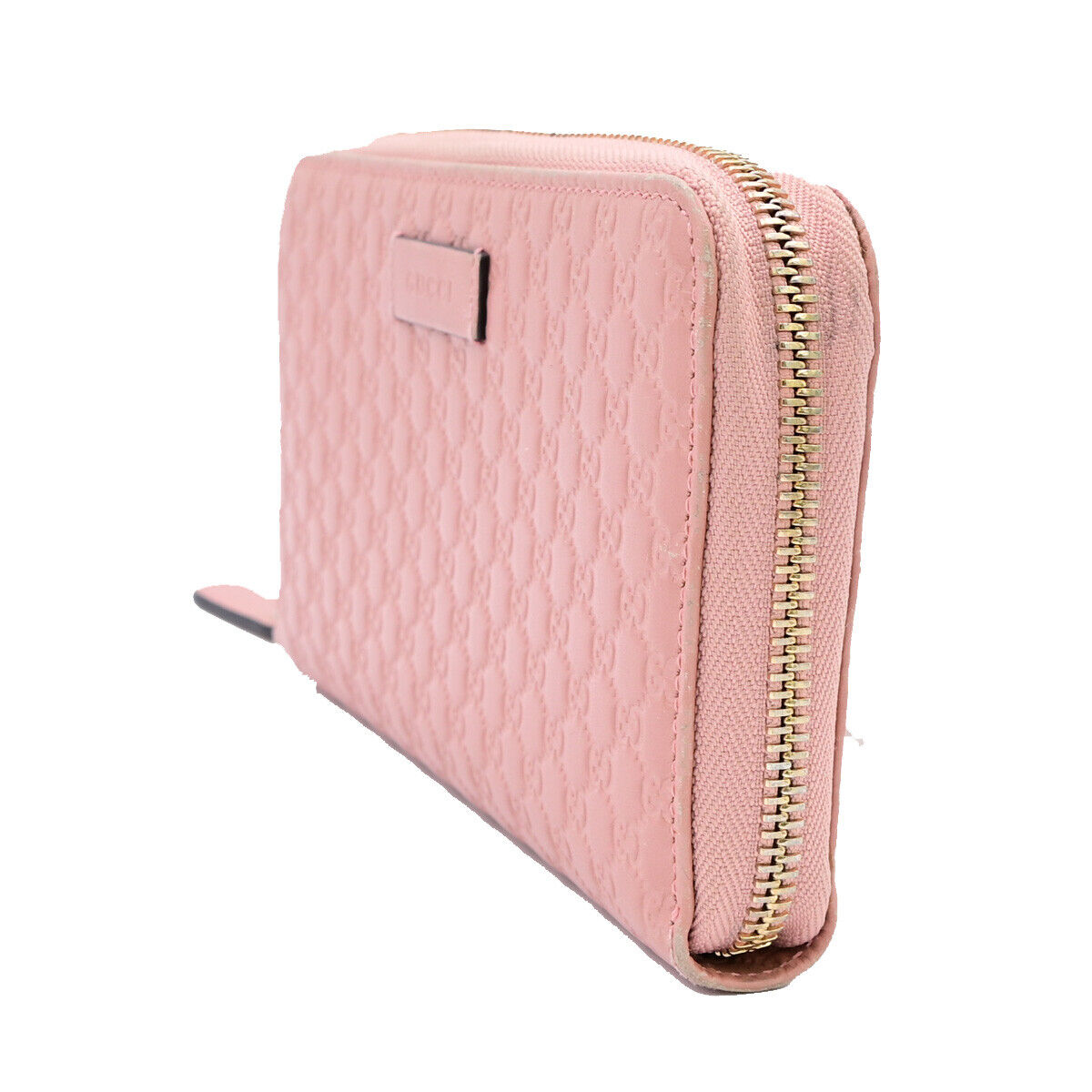 GUCCI Logo Micro GG Guccissima Long Zipper Wallet Leather Pink GHW Italy 39YE519