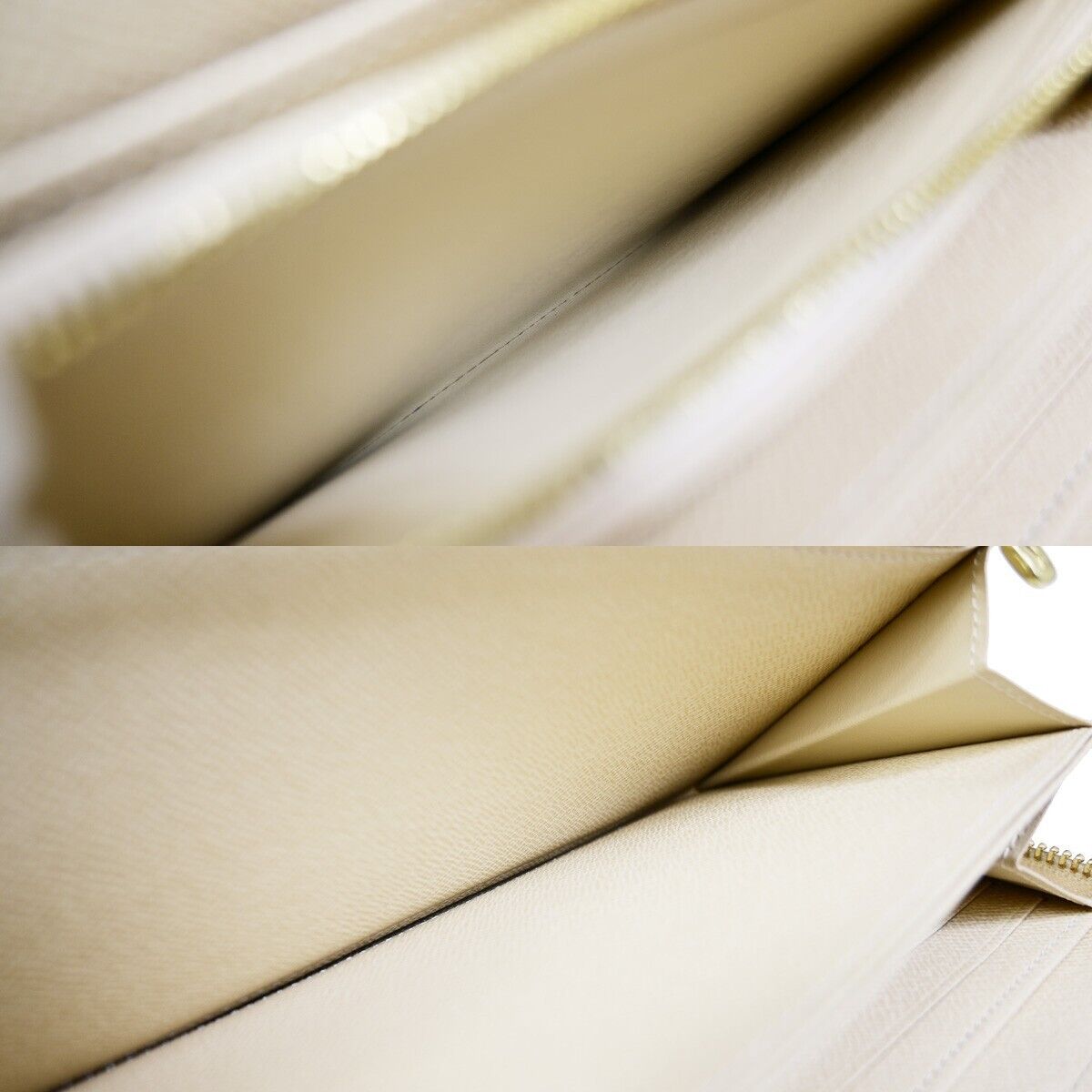 LOUIS VUITTON Long Zippy Wallet Purse Damier Azur Leather White N41660 74KA211