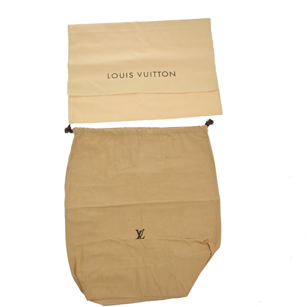 LOUIS VUITTON Logo 10 Set Dust Bag Drawstring Canvas Cotton Beige Brown 09KC872