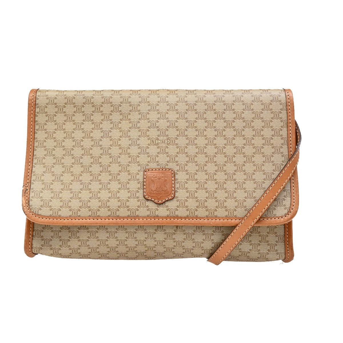 CELINE Macadam Pattern Crossbody 2Way Shoulder Clutch Bag PVC Leather BN 67KB426