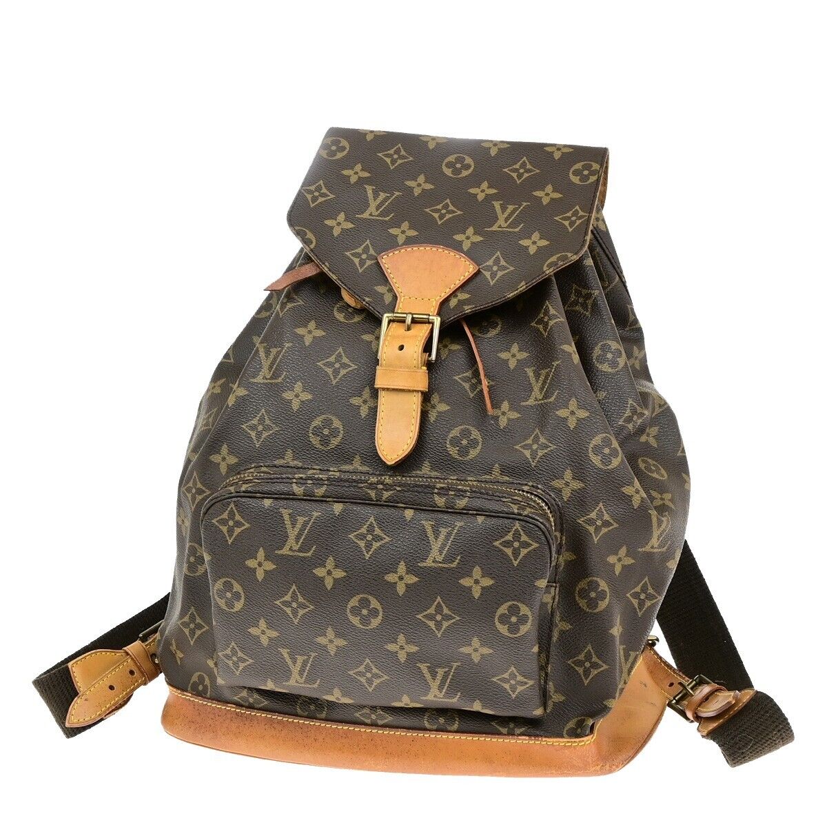 LOUIS VUITTON Montsouris GM Backpack Bag Monogram Leather Brown M51135 18ED898
