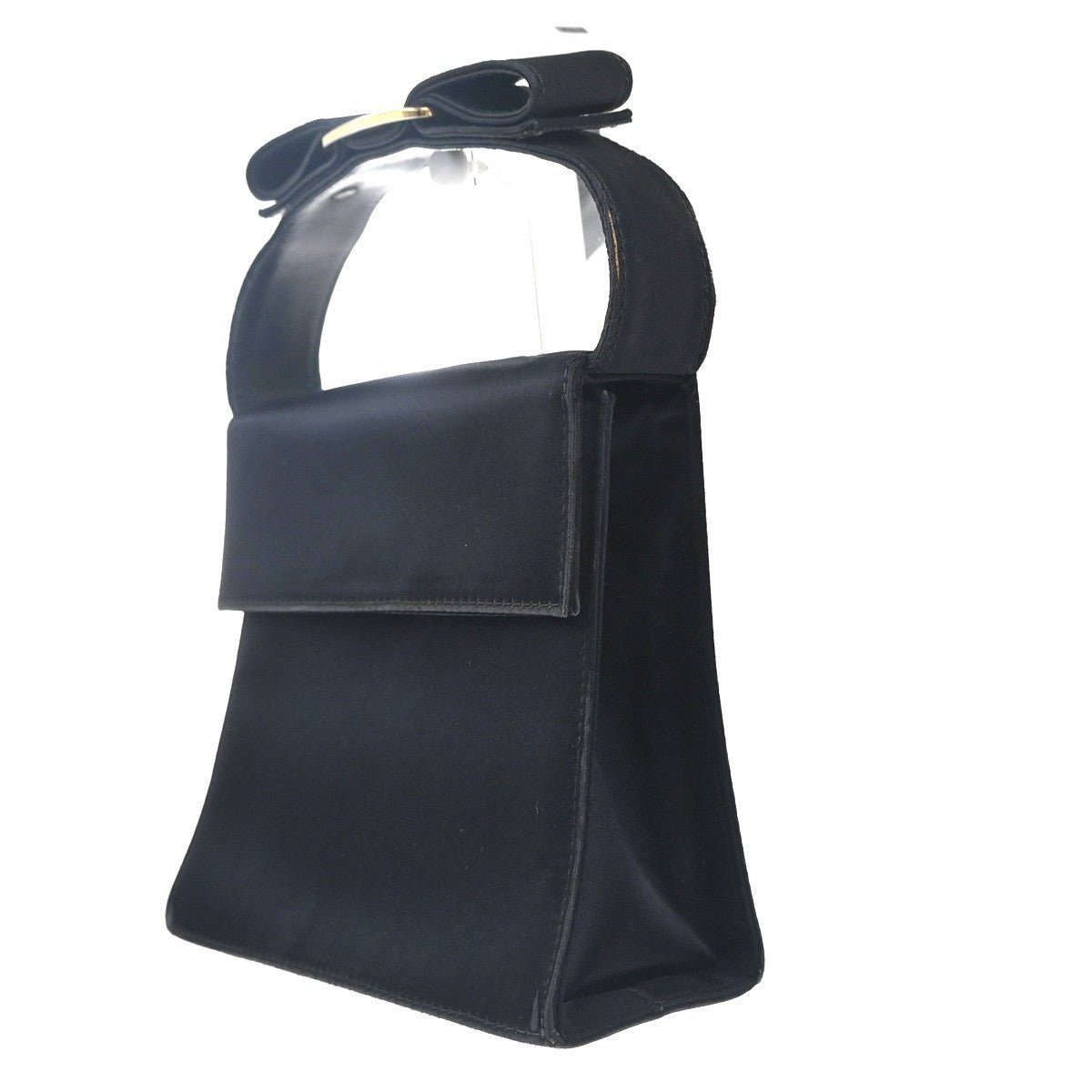 SALVATORE FERRAGAMO Vara Mini 2Way Shoulder Hand Bag Satin Leather Black 67KP506