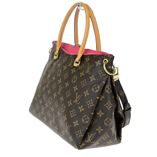 LOUIS VUITTON Pallas 2Way Hand Bag Monogram Leather Brown Pink M41147 51RK715