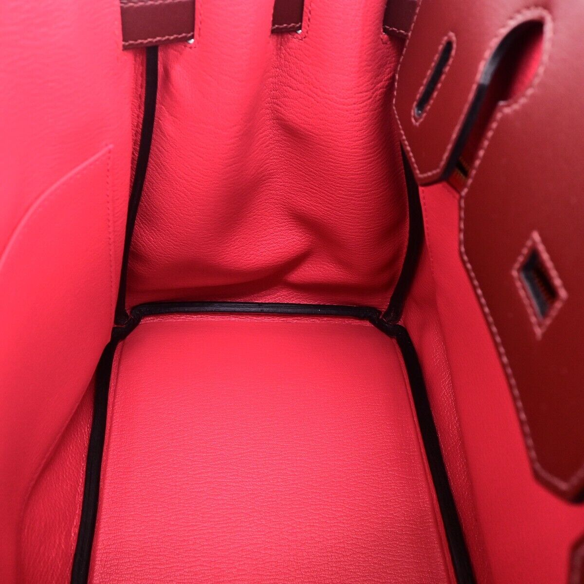 HERMES LOGO BIRKIN 30 HAND BAG C STAMP TOGO SWIFT LEATHER CADENA RUBY 6197LC523