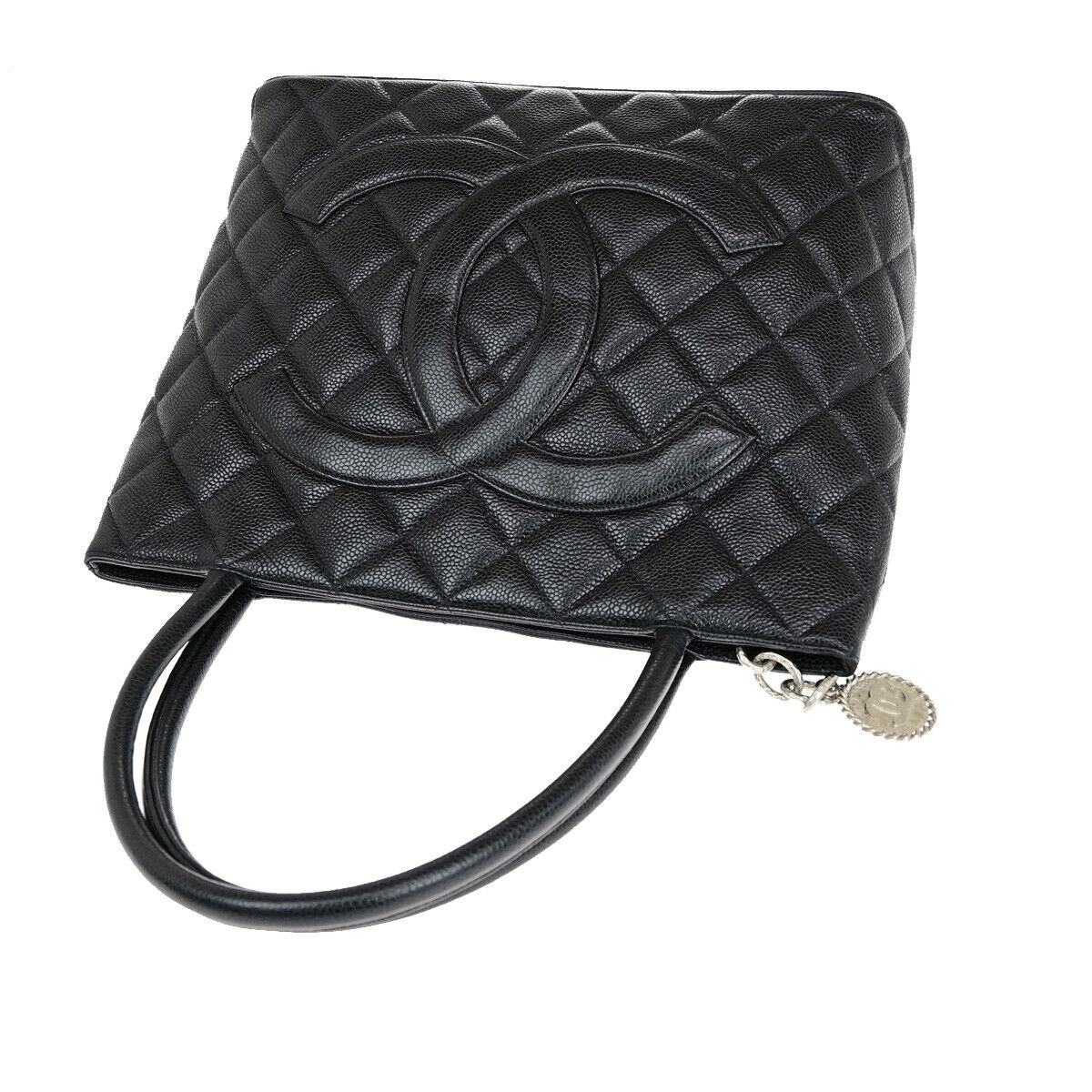 CHANEL CC Medallion Matelasse Shoulder Bag Caviar Skin Leather BK SHW 678RJ970