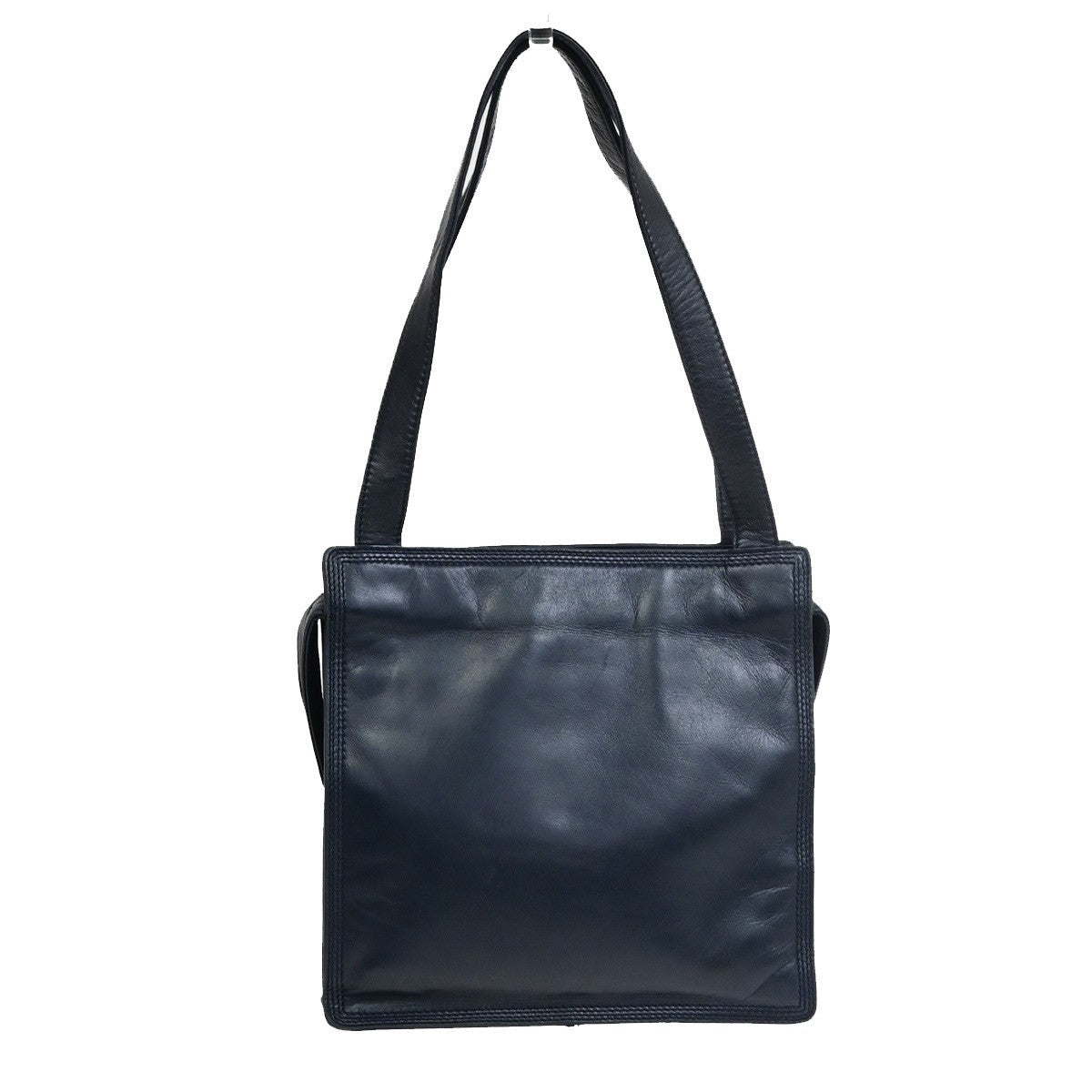 LOEWE Logo Anagram Shoulder Hand Bag Leather Navy Blue GHW Spain 66YJ270