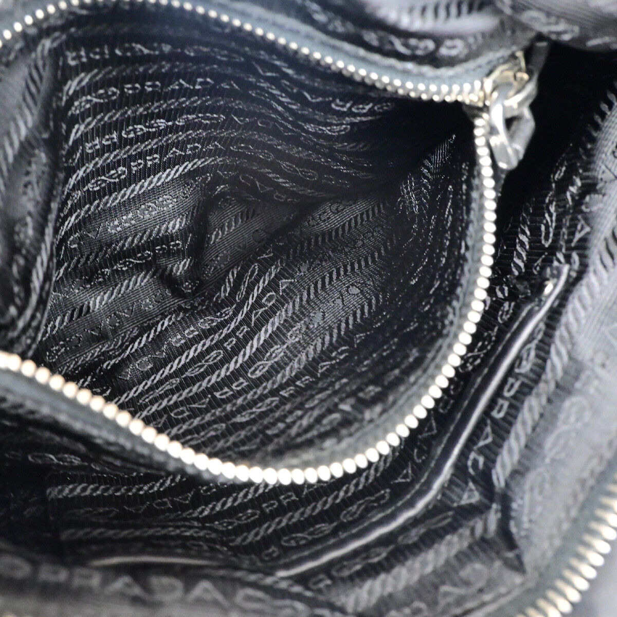 PRADA Logo Crispy Shoulder Bag Nylon Leather Black SHW Italy 17RK079