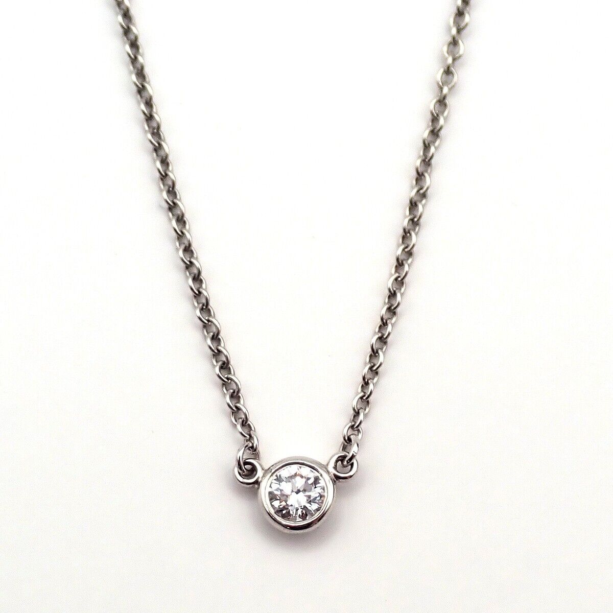TIFFANY & CO. By The Yard Chain Necklace Diamond Platinum 950 Silver 10RK965