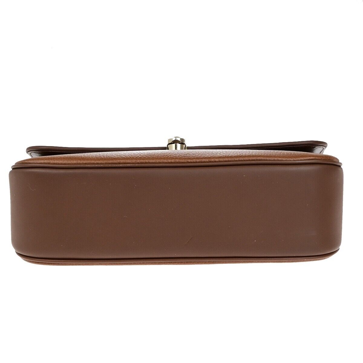Burberrys Logo Nova Check Top Handle Hand Bag Leather Brown GHW 61ED329