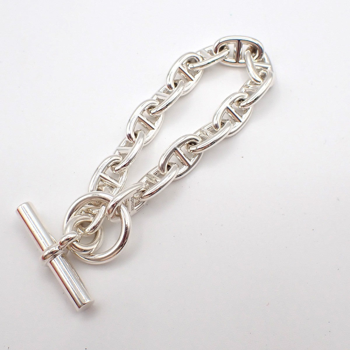 HERMES Logo Chaine D'ancre MM Chain Bracelet  15 Links Ag 925 Silver 363LC623