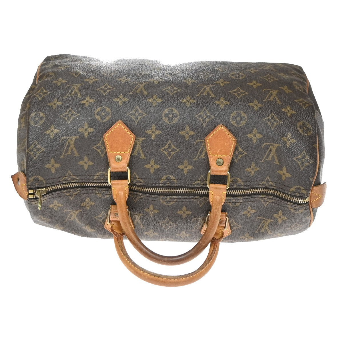 LOUIS VUITTON Speedy 35 Travel Hand Bag Monogram Leather Brown M41524 33YH966