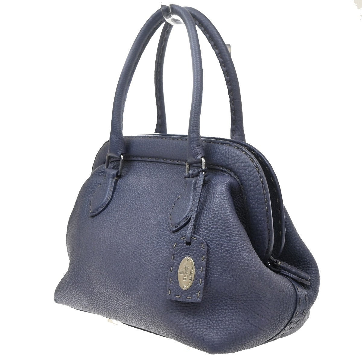 FENDI Logo Selleria Doctor's Shoulder Hand Bag Leather Purple SHW 61MA723