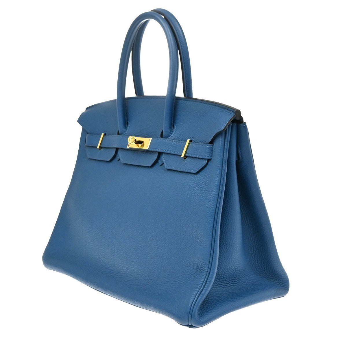 HERMES Birkin 35 Hand Bag Togo Leather Square Q Blue de Galice GHW 6600LC640