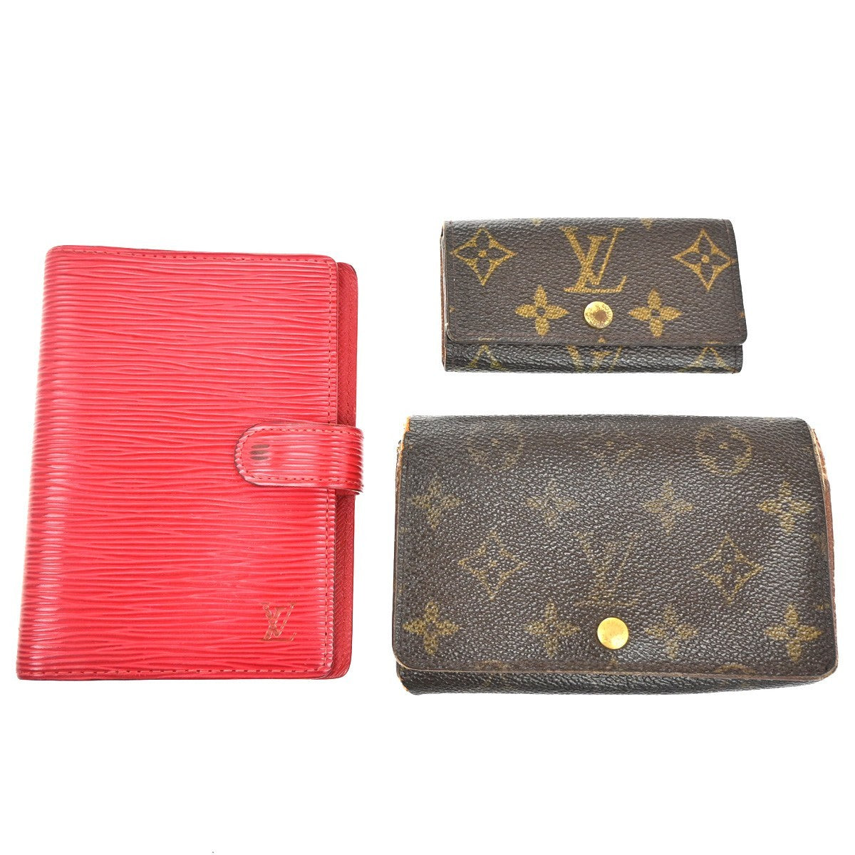 LOUIS VUITTON 3 Set Wallet Key Case Agenda Cover Monogram Epi Leather 67KC600