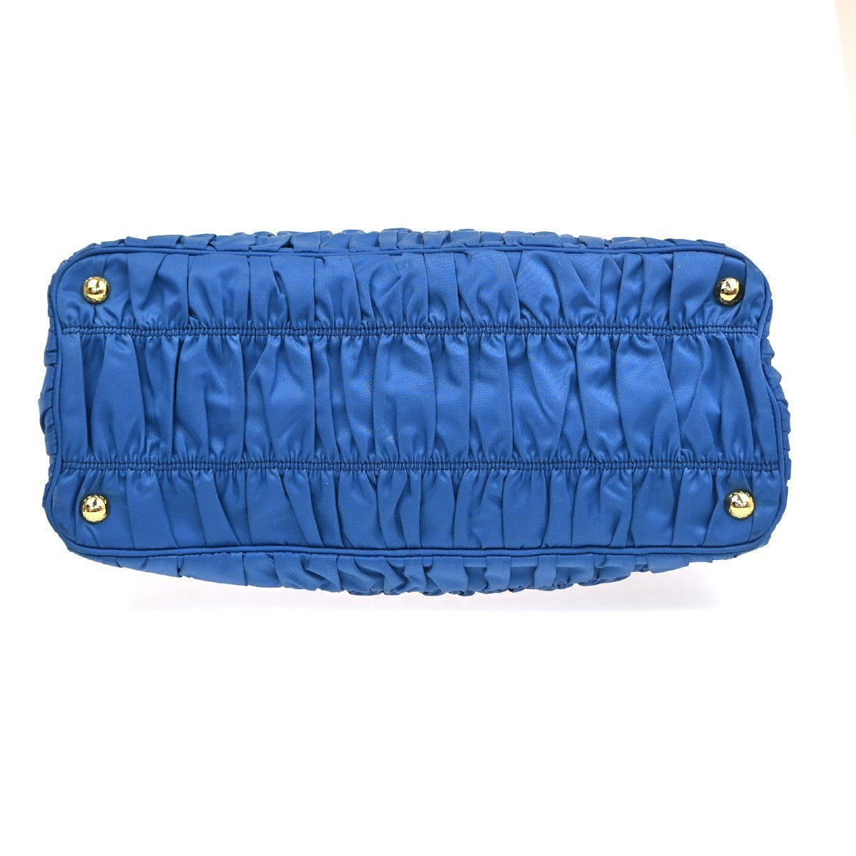 PRADA Tessuto 2way Shoulder Hand Gathered bag Bag Nylon Leather Blue GHW 76TA613