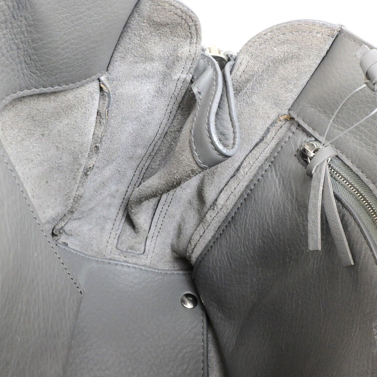 BALENCIAGA Logo Papier Mini 2Way Shoulder Hand Bag Leather Gray Italy 64ED611