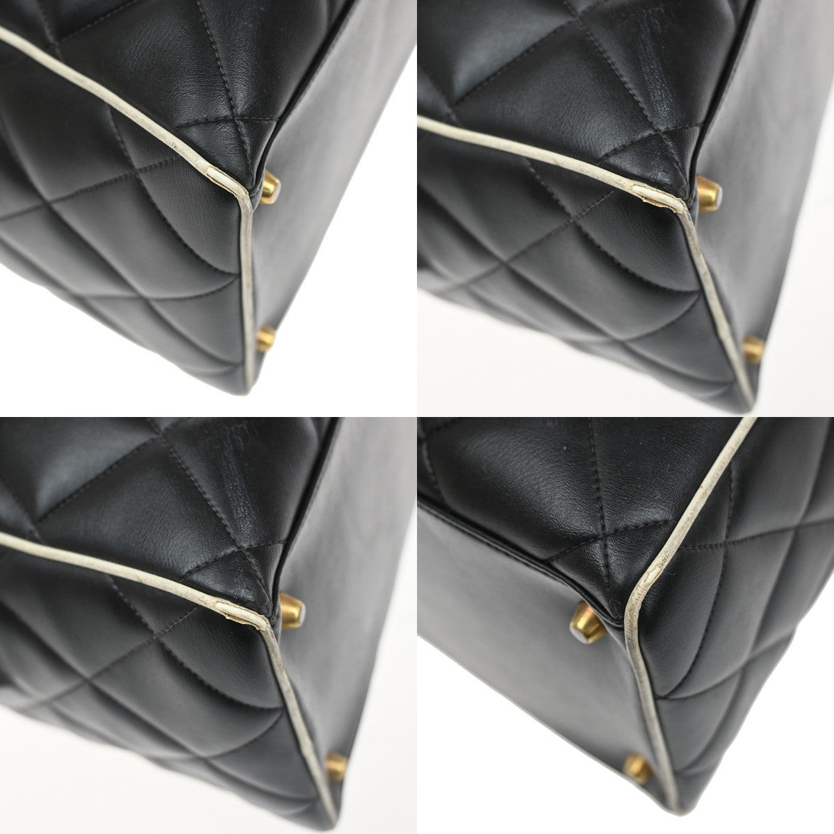 CHANEL Logo Matelasse Travel Boston Hand Bag Leather Black France 338RQ053