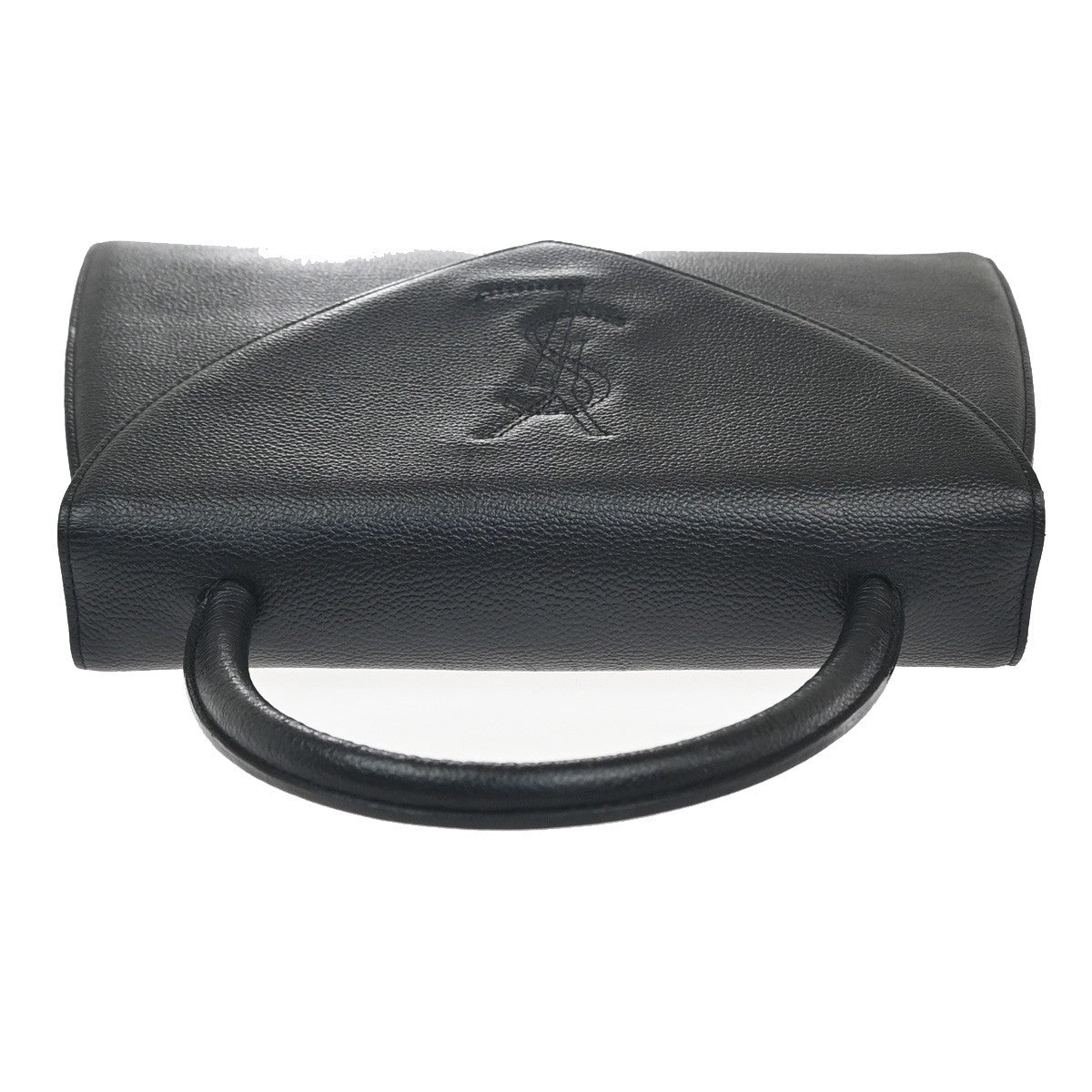YVES SAINT LAURENT YSL Logo Flap Shoulder Hand Tote Bag Leather Black 71RL883