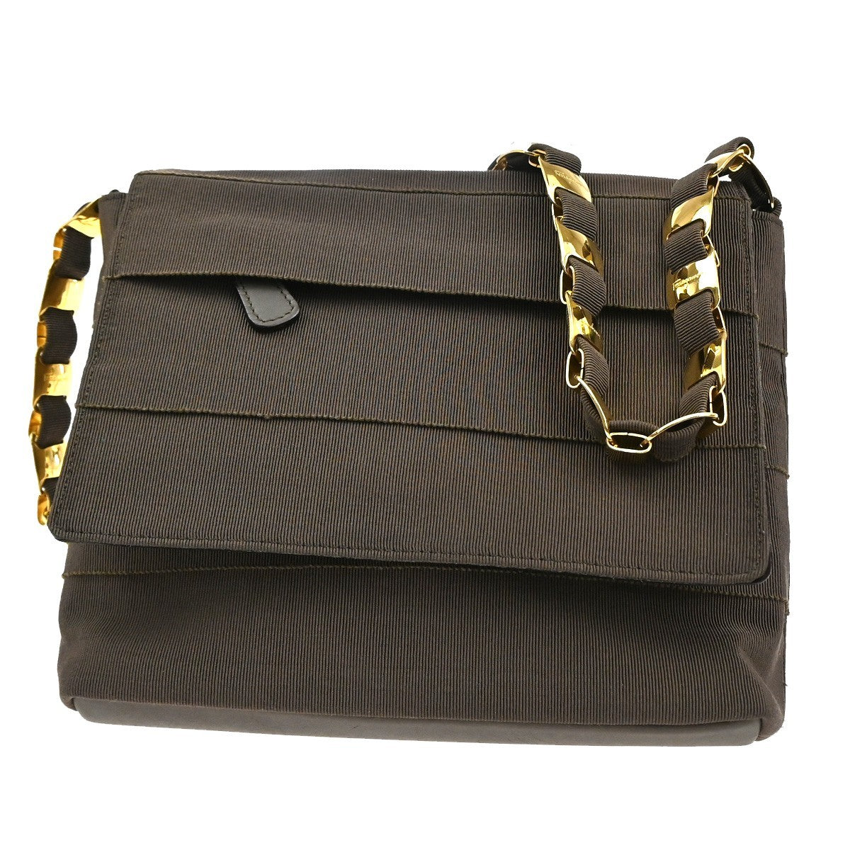SALVATORE FERRAGAMO Vara Shoulder Bag Canvas Leather Brown GHW Italy 61ZA012