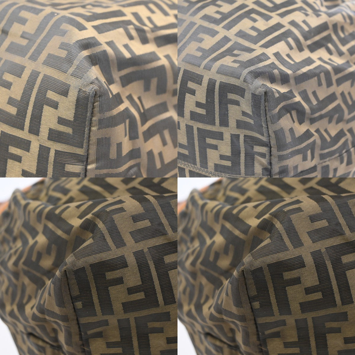 FENDI Zucca Pattern Gathered Shoulder Tote Bag Canvas Patent Leather BN 38CA729