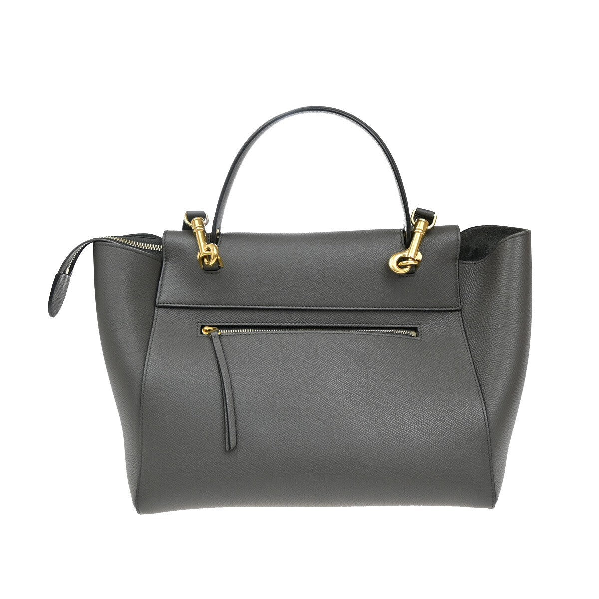 CELINE Logo Belt Bag Mini 2Way Shoulder Hand Bag Leather Gray GHW Italy 25EE372