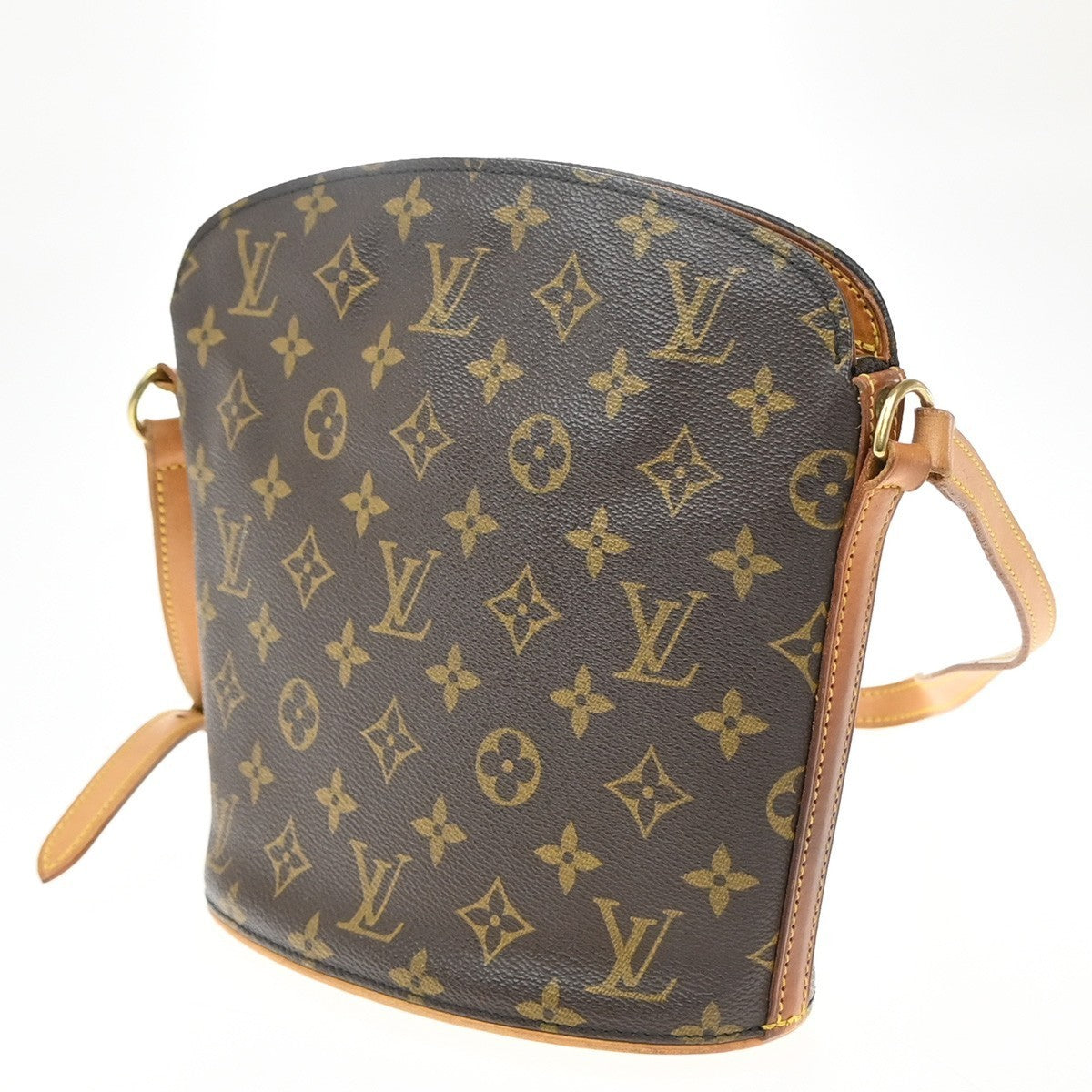 LOUIS VUITTON Logo Drouot Shoulder Bag Monogram Leather Brown M51290 77KP305