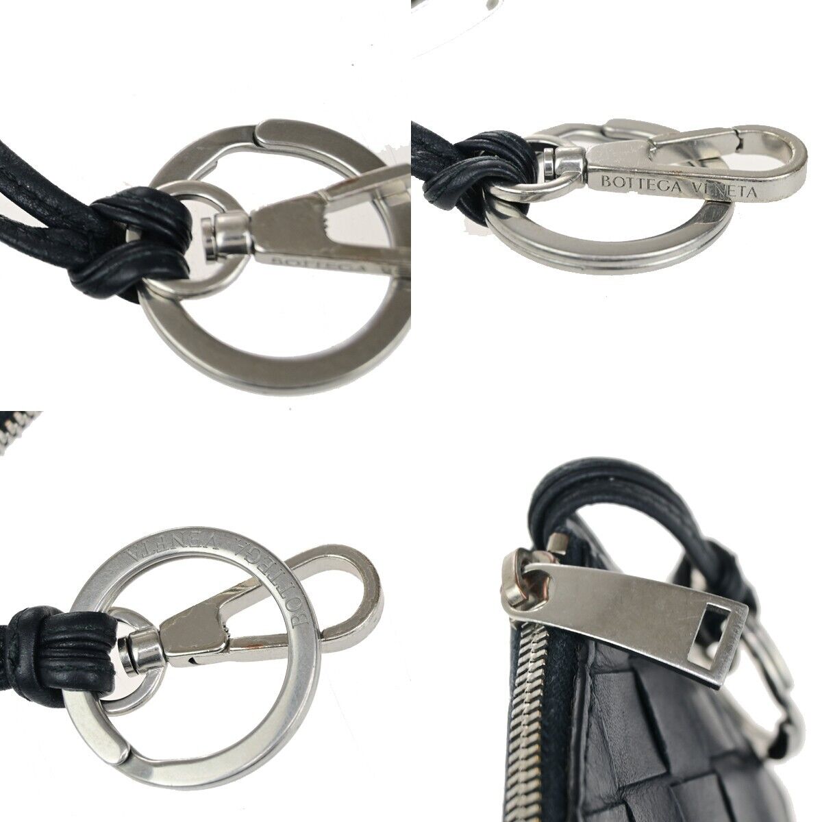 BOTTEGA VENETA Logo Intrecciato Coin Case Wallet Leather Black Italy 66EC617