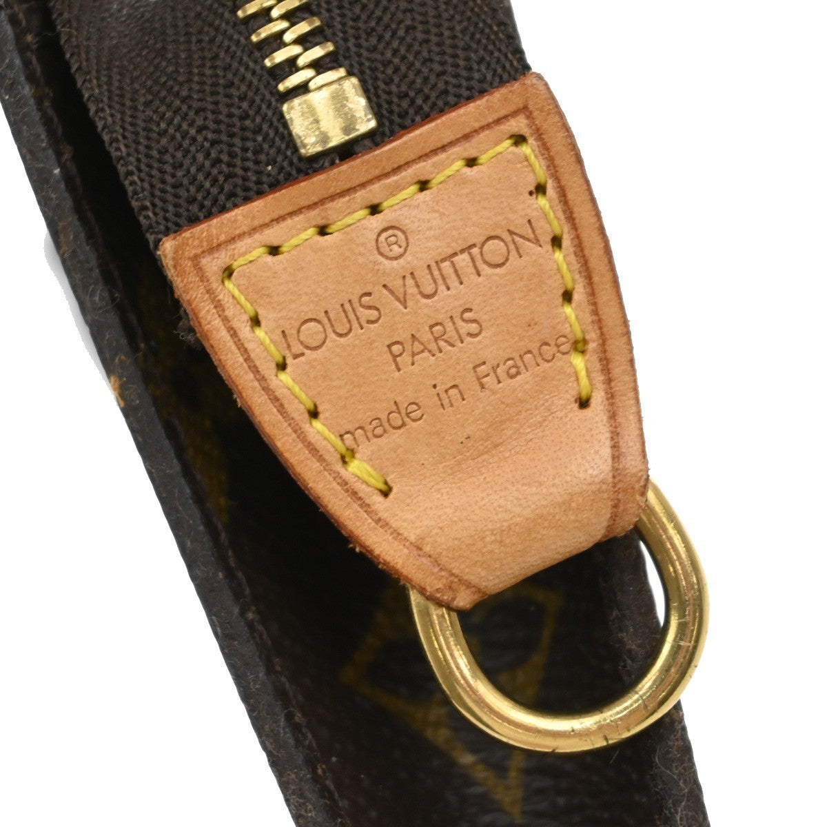 LOUIS VUITTON Logo BUCKET PM Pouch Bag Monogram Leather Brown France 05KB296