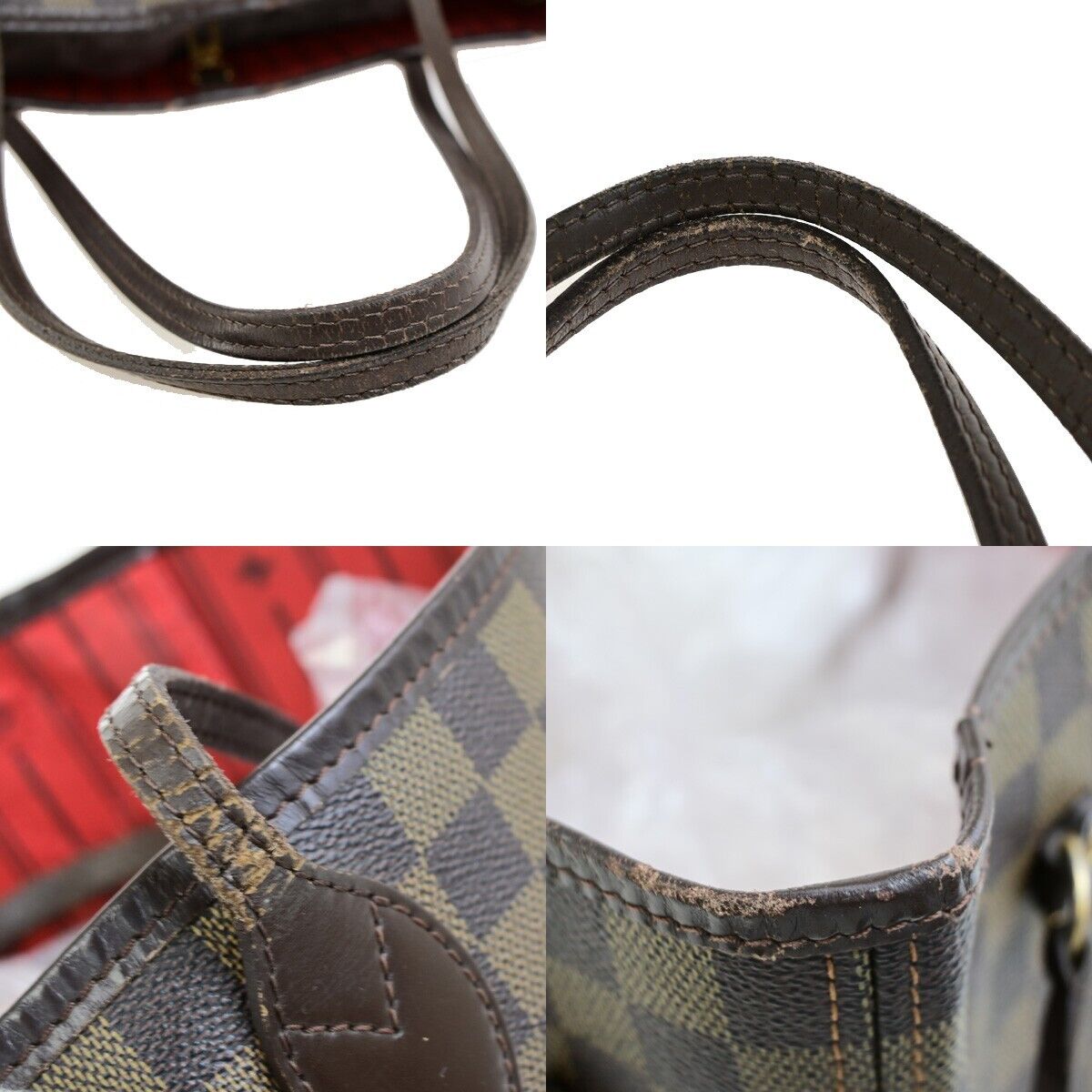 LOUIS VUITTON Neverfull MM Shoulder Bag Damier Ebene Leather BN N41358 17FB370