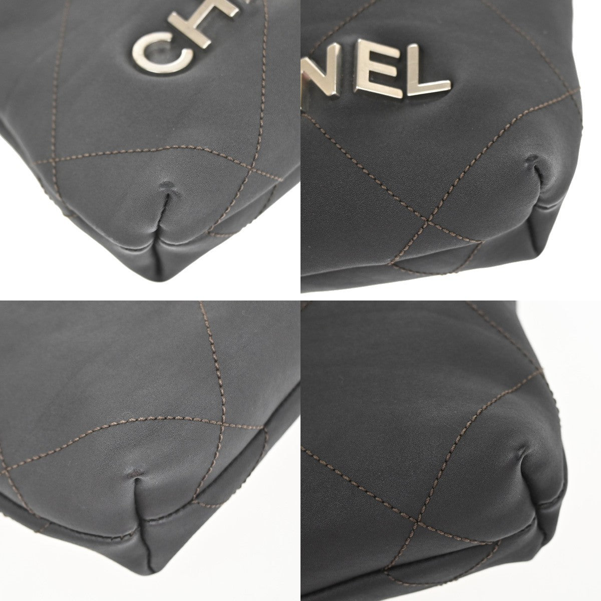 CHANEL 22 Logo Chain Mini Shoulder Bag Leather Brown SHW Italy 332RQ057