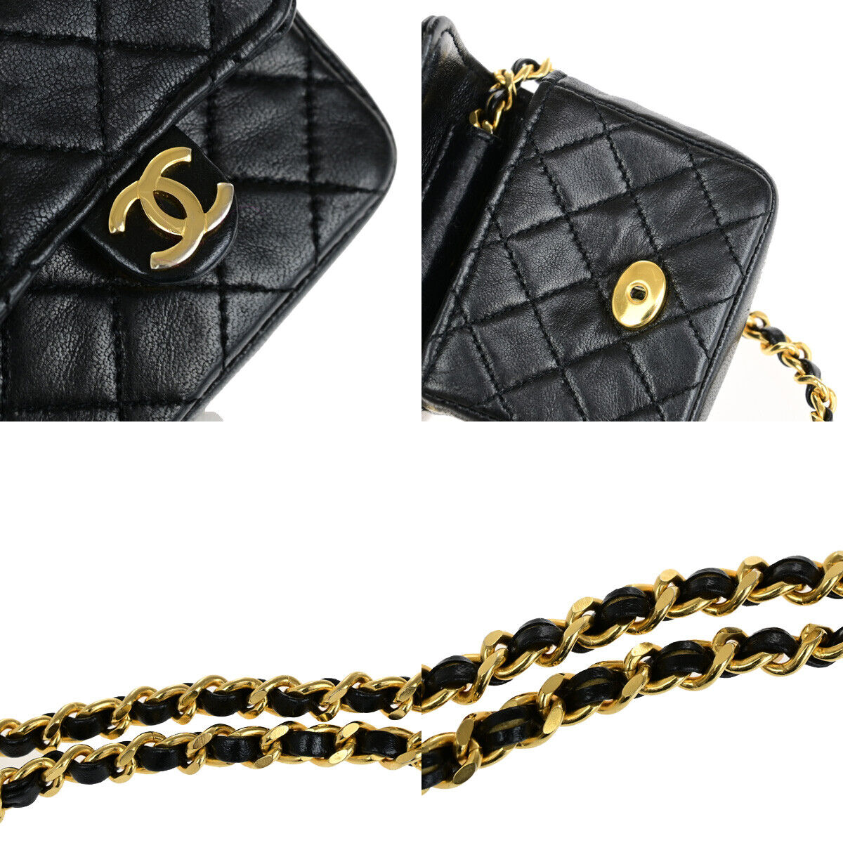 CHANEL CC Logo Mini Mini Matelasse Chain Shoulder Bag Leather GHW BK 660RK051