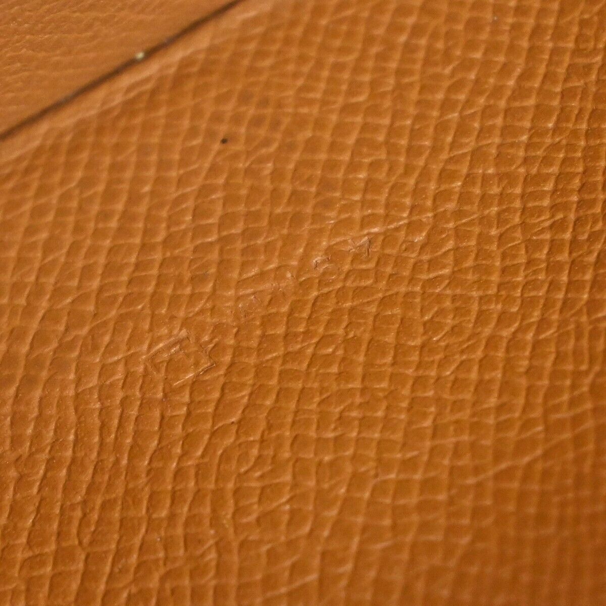 HERMES Logo Bearn Long Trifold Wallet Purse Chevre Leather Brown France 36GA820