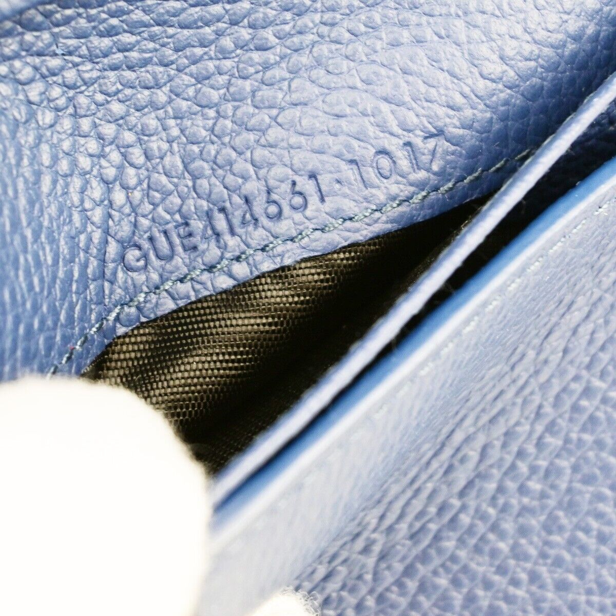 SAINT LAURENT Logo Bifold Wallet Purse Leather Blue SHW Made in Italy 65EB003