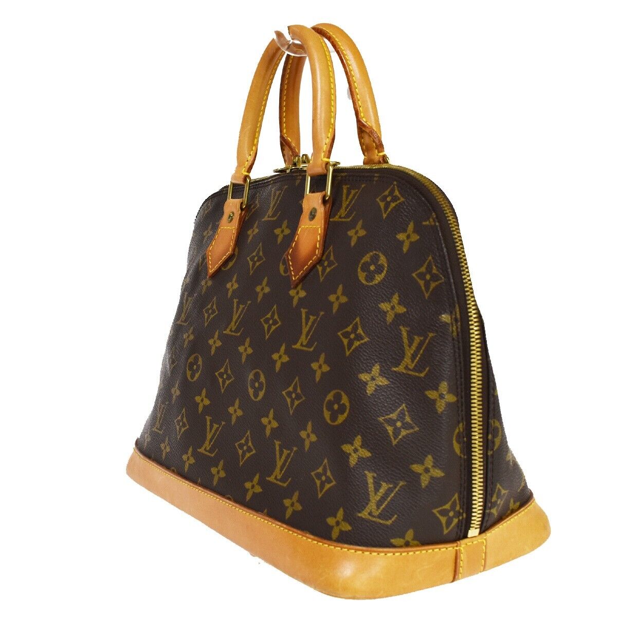 LOUIS VUITTON LV Logo Alma Hand Bag Monogram Leather Brown U.S.A. M51130 85EA821