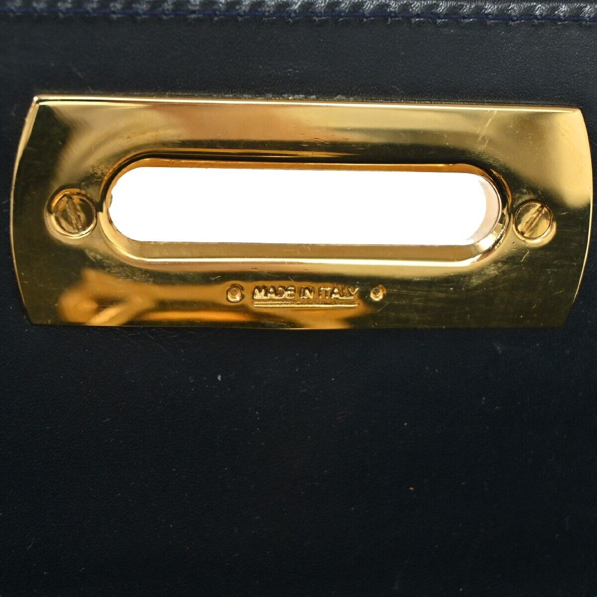 SALVATORE FERRAGAMO Chain Gancini Shoulder Bum Bag Leather Navy Gold 60SH362