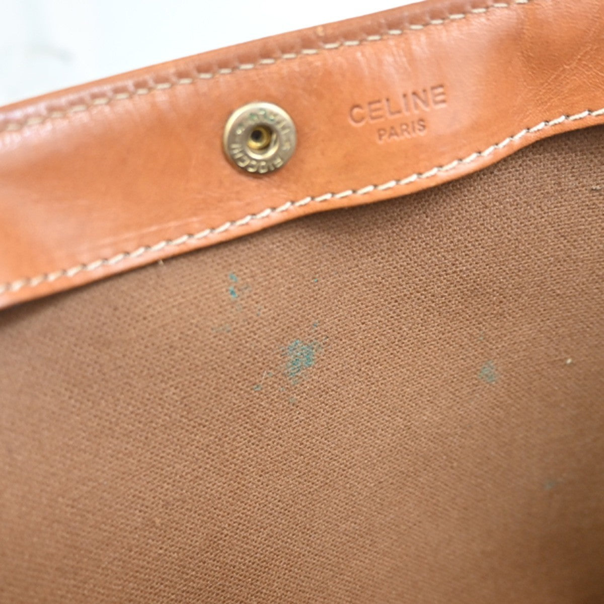 CELINE Logo Macadam Pattern Shoulder Bag PVC Leather Beige GHW Italy 60KC920