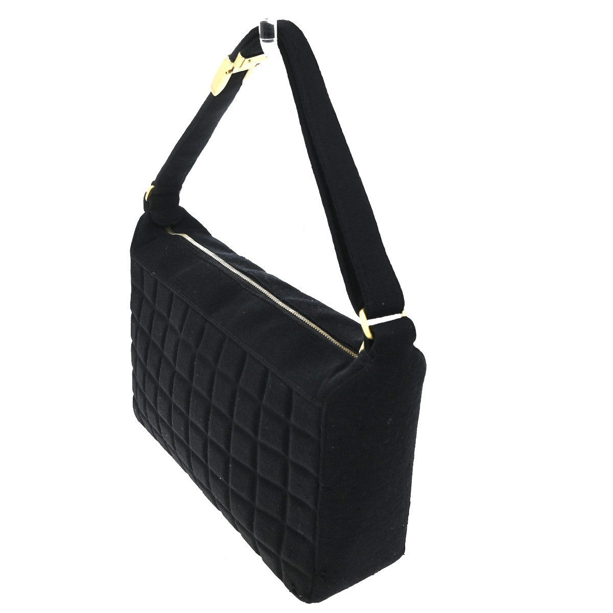 CHANEL CC Chocolate Bar Shoulder Hand Bag Canvas Black GHW 70RL791