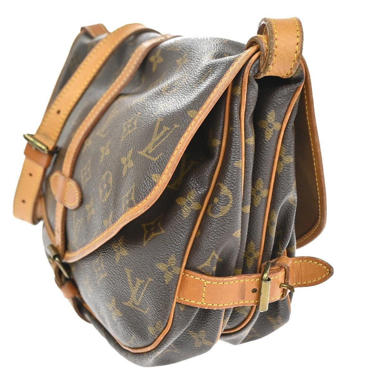 LOUIS VUITTON Logo Saumur 30 Shoulder Bag Monogram Leather Brown M42256 70CA884