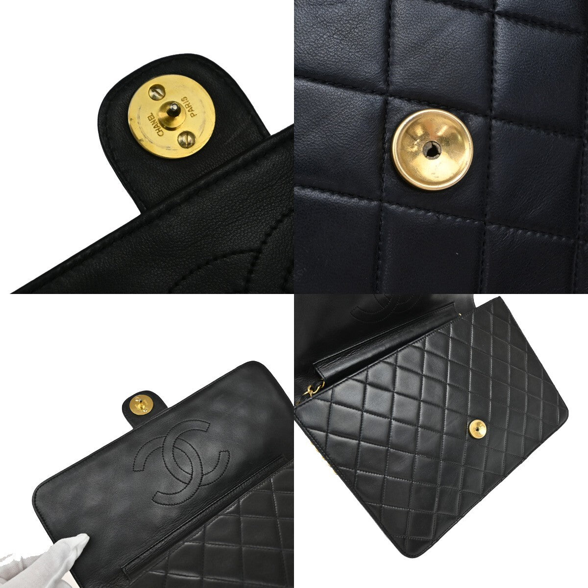 CHANEL CC Logo Matelasse 25 Chain Shoulder Bag Leather Black GHW 675RF301
