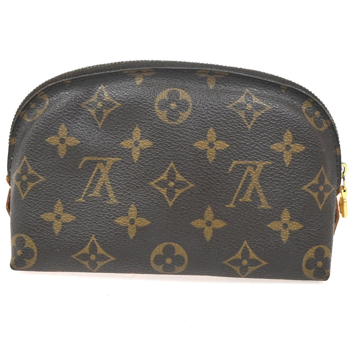 LOUIS VUITTON Logo Pochette Cosmetic Pouch Monogram Leather Brown M47515 67AA199