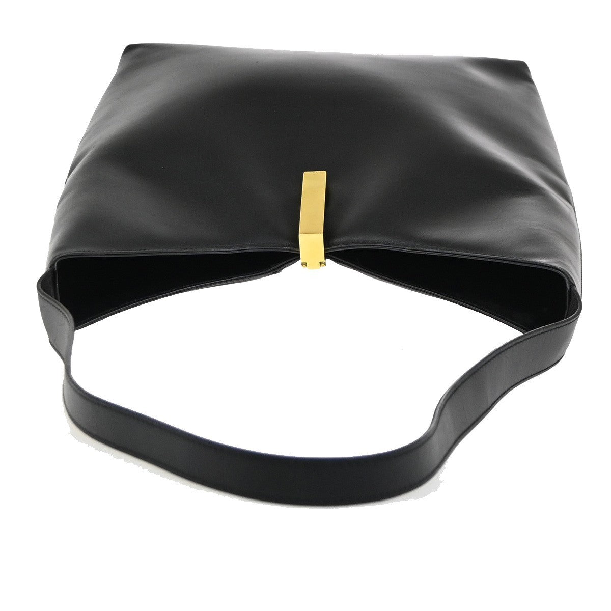 GUCCI Logo Shoulder Hobo Bag Leather Black GHW Italy 60YH905