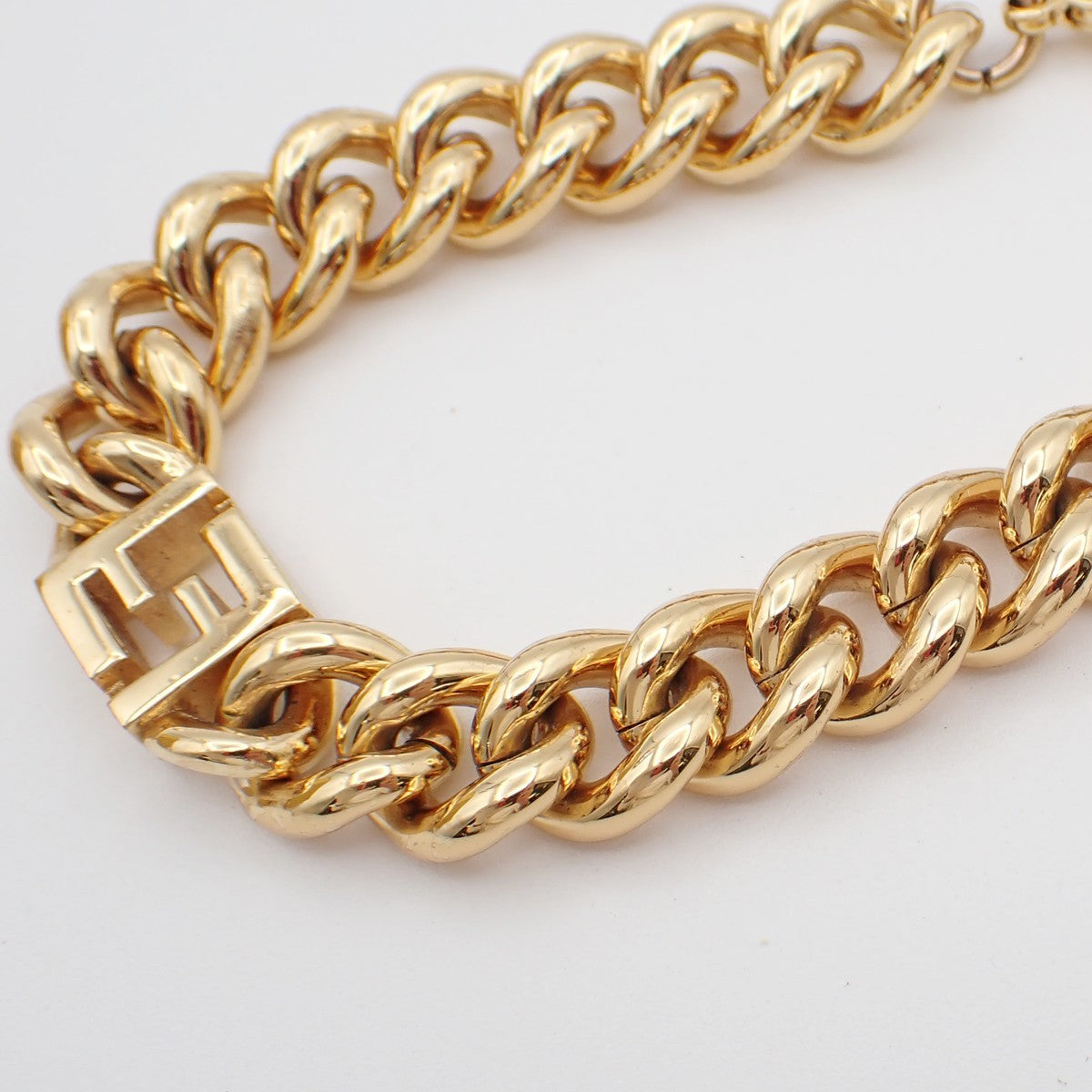 FENDI FF Logo Chunky Chain Bracelet Gold-Plated Italy 60EF508