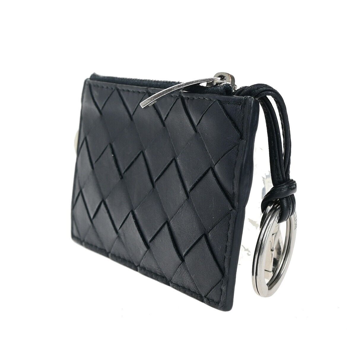 BOTTEGA VENETA Logo Intrecciato Coin Case Wallet Leather Black Italy 66EC617
