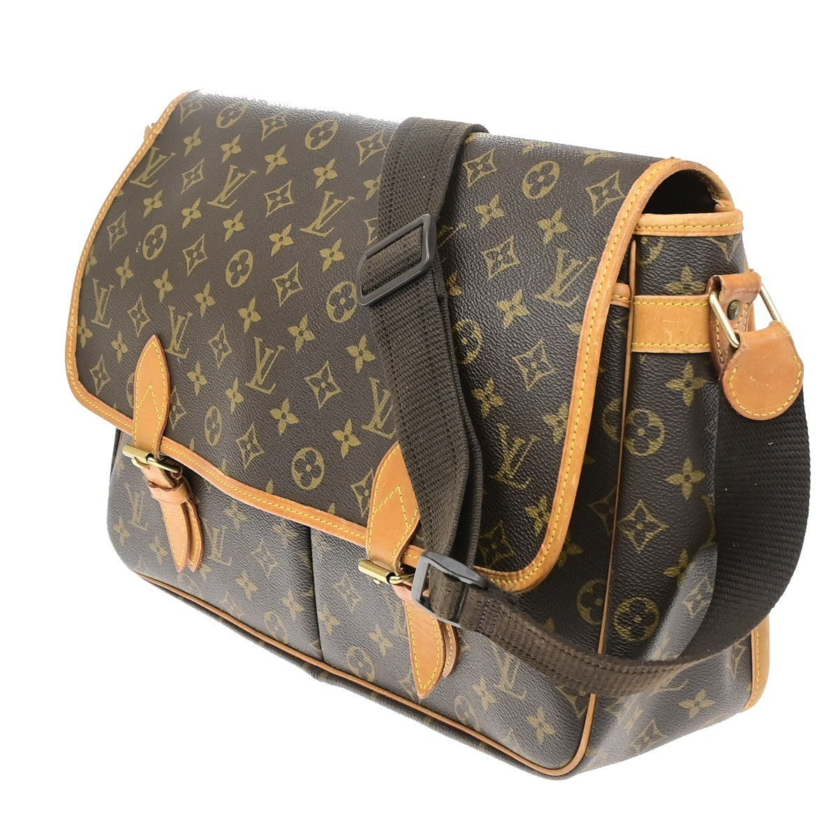 LOUIS VUITTON Gibeciere GM Shoulder Bag Monogram Leather Brown M42249 76YJ224