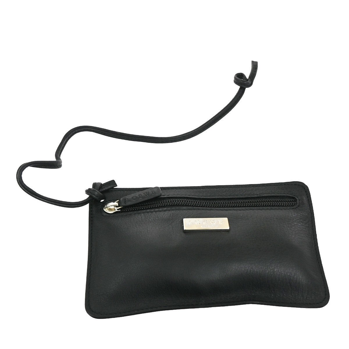 LOEWE Logo One Shoulder Hand Bag Nappa Leather Black SHW Spain 65MA400