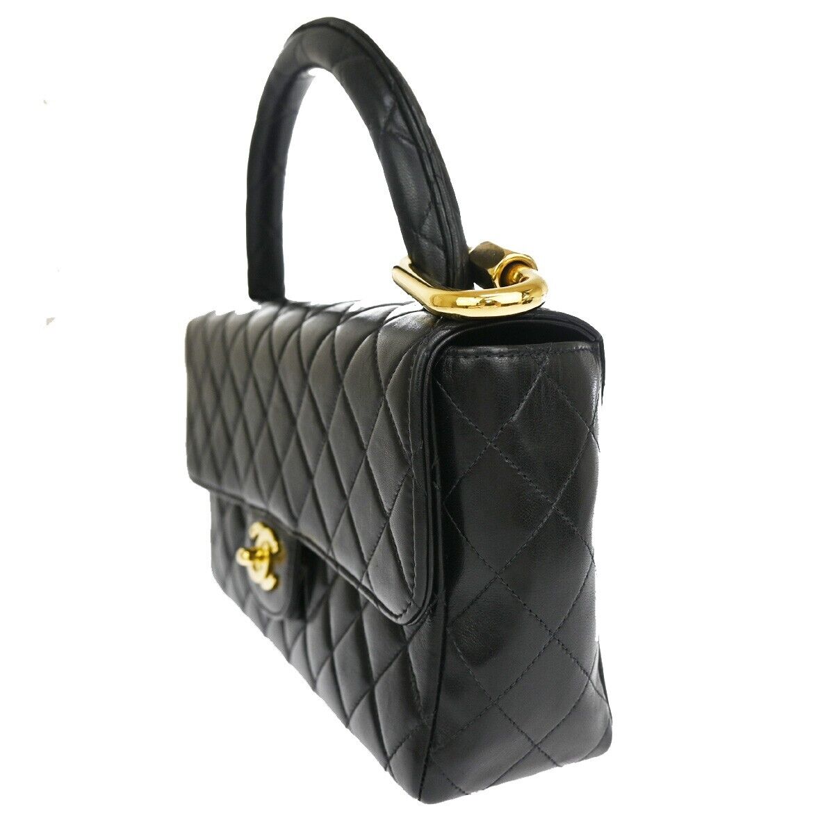 CHANEL CC Mini & Matelasse 25 Pair Hand Bag Leather Black GHW Vintage 550RH637