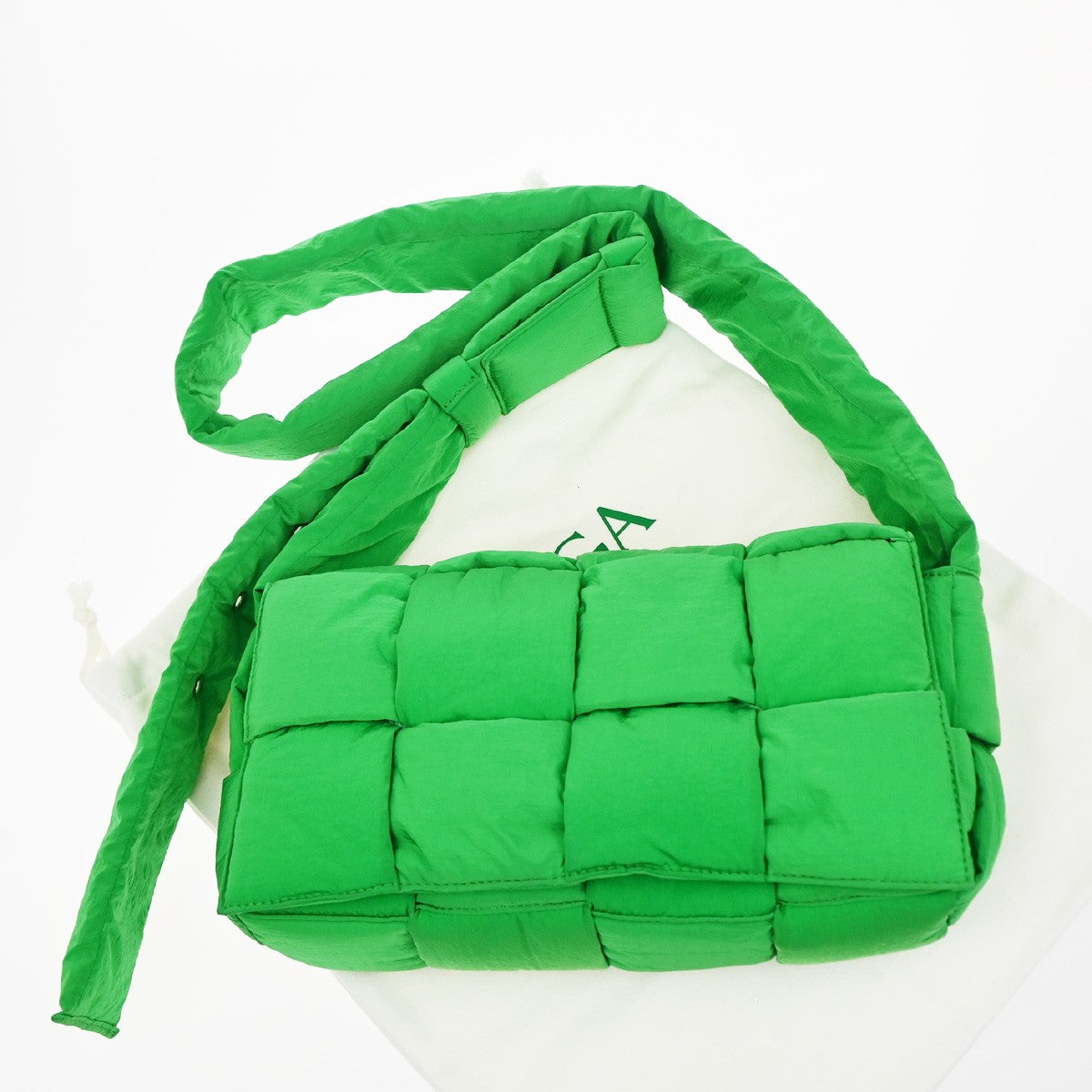 BOTTEGA VENETA Padded Tech Cassette Intrecciato Shoulder Bag Nylon Green 95RL282