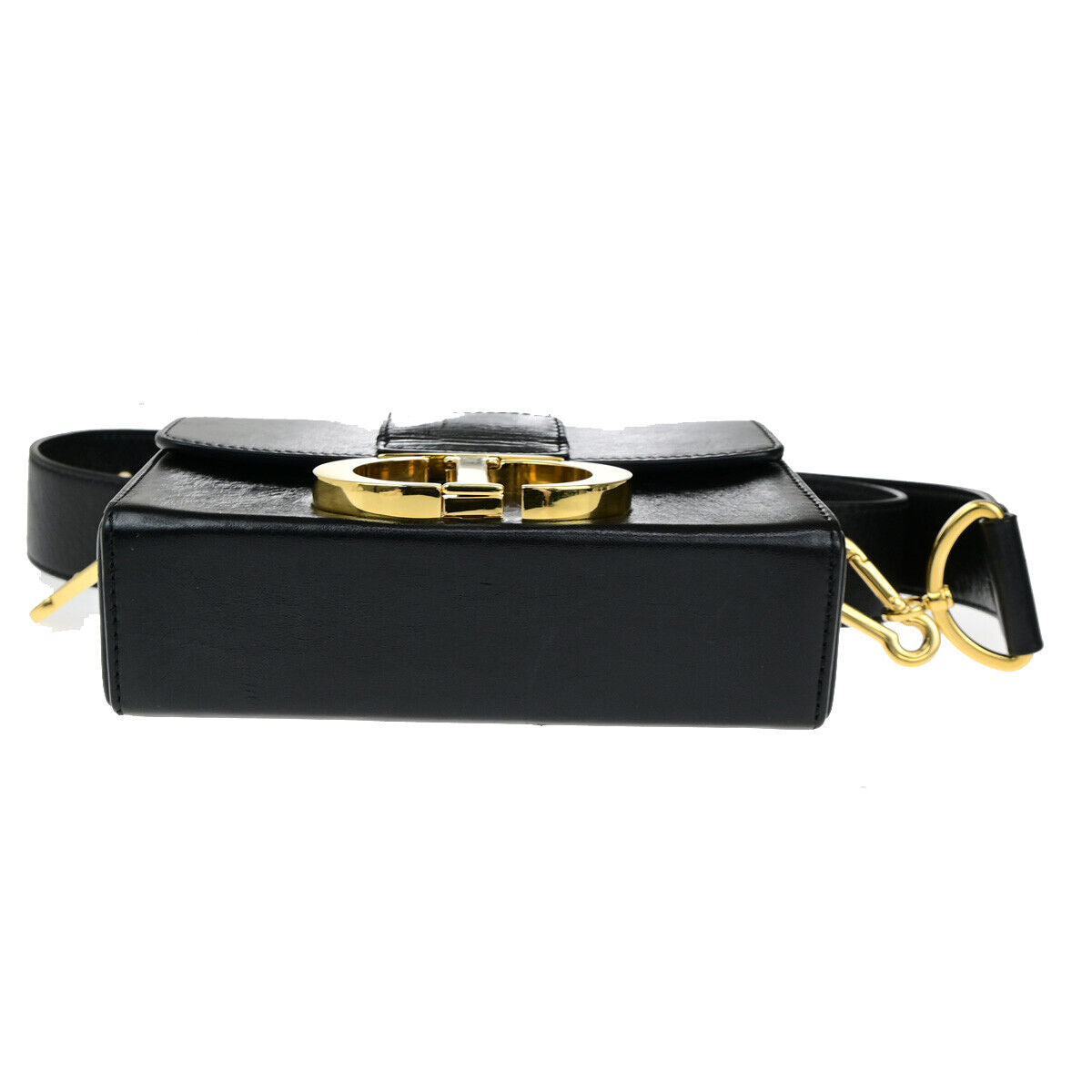 CHRISTIAN DIOR 30 Montaigne Box Shoulder Bag Calfskin Leather Black GHW 645RK712