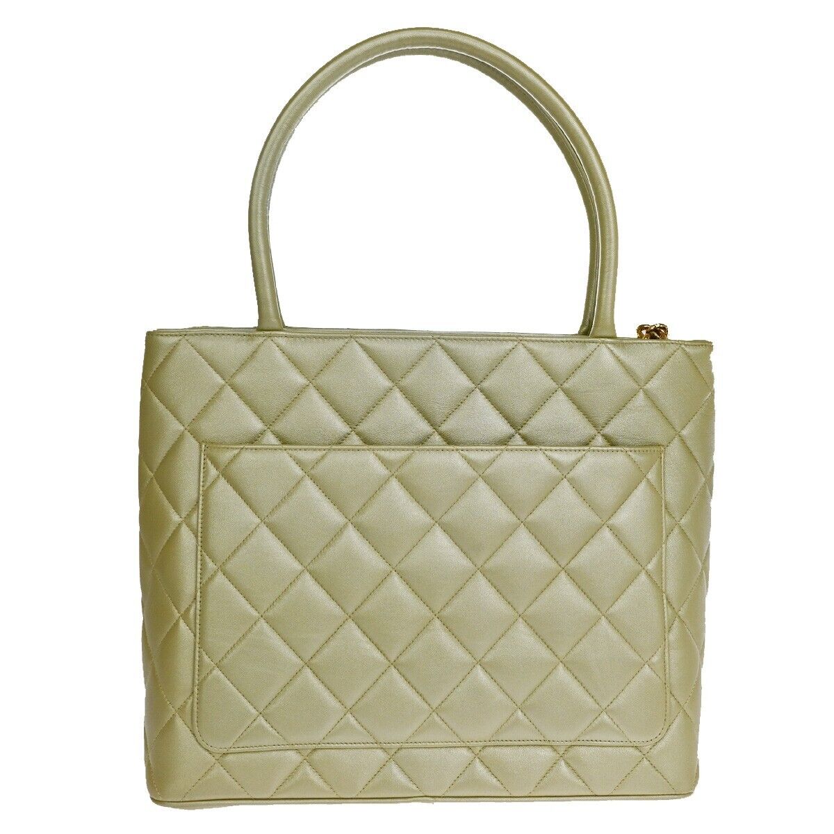 CHANEL CC Matelasse Shoulder Tote Bag Leather Light Gold GHW France 310LC398