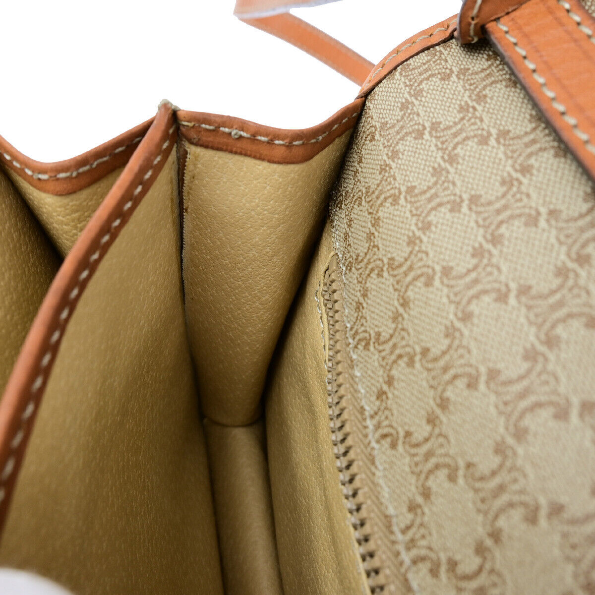 CELINE Logo Macadam Pattern Shoulder Bag PVC Leather Brown Beige GHW 33YF563